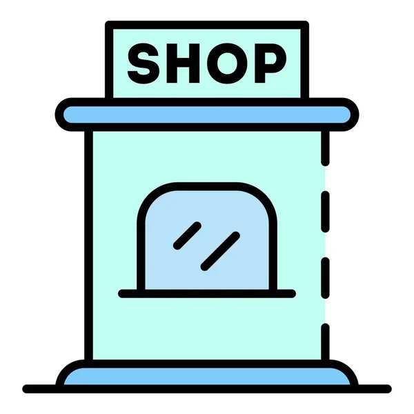 Shop kiosque icône couleur contour vecteur — Image vectorielle