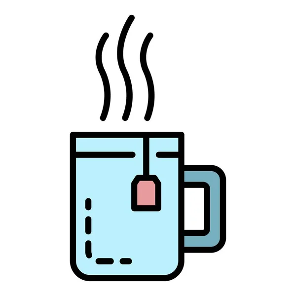 Taza de té caliente icono color contorno vector — Archivo Imágenes Vectoriales