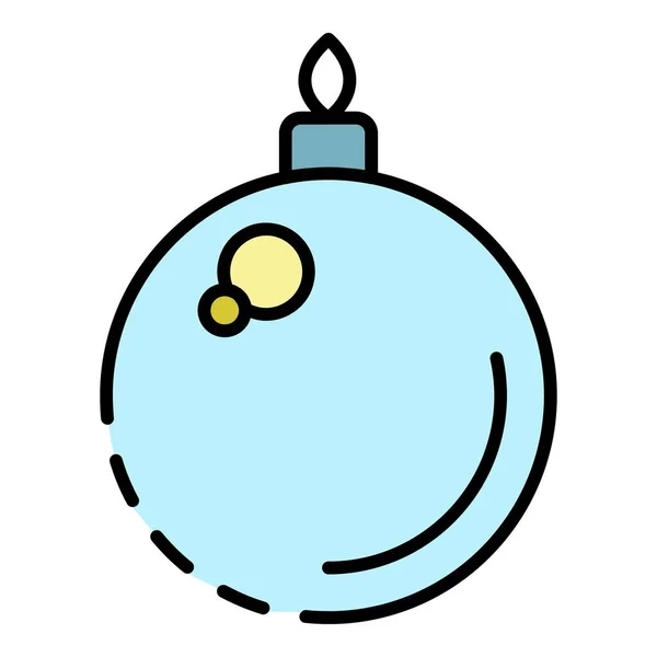 Fir δέντρο Χριστούγεννα παιχνίδι μπάλα εικονίδιο χρώμα περίγραμμα διάνυσμα — Διανυσματικό Αρχείο