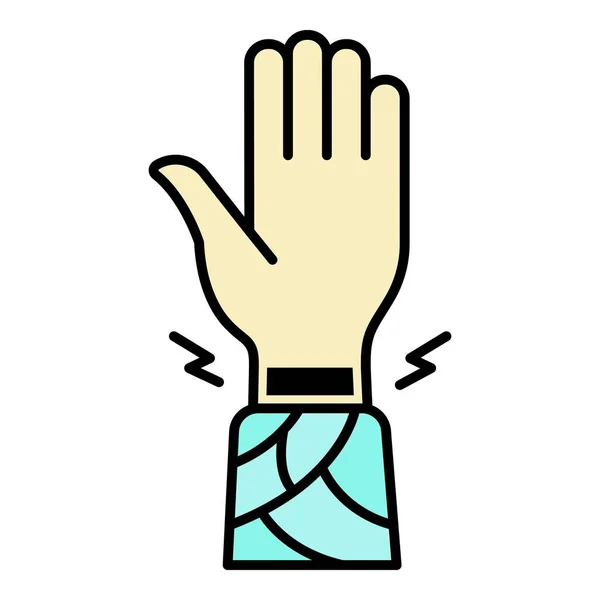 Congelamiento muñeca icono de la mano color contorno vector — Vector de stock