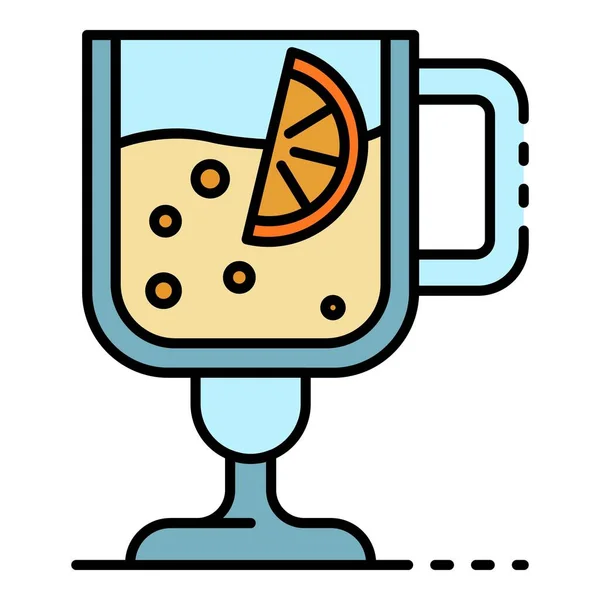 Vino caliente con especias icono color contorno vector — Vector de stock