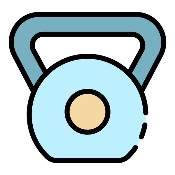 Kettlebell Symbol Farbe Umrissvektor — Stockvektor