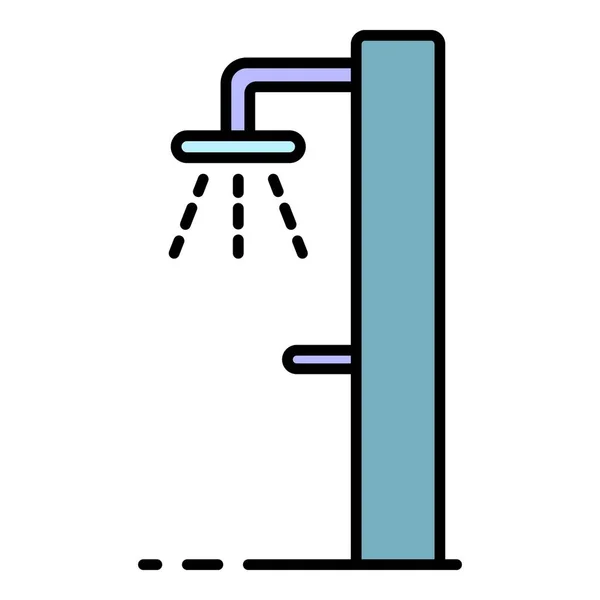 Piscina icono de la ducha color contorno vector — Archivo Imágenes Vectoriales