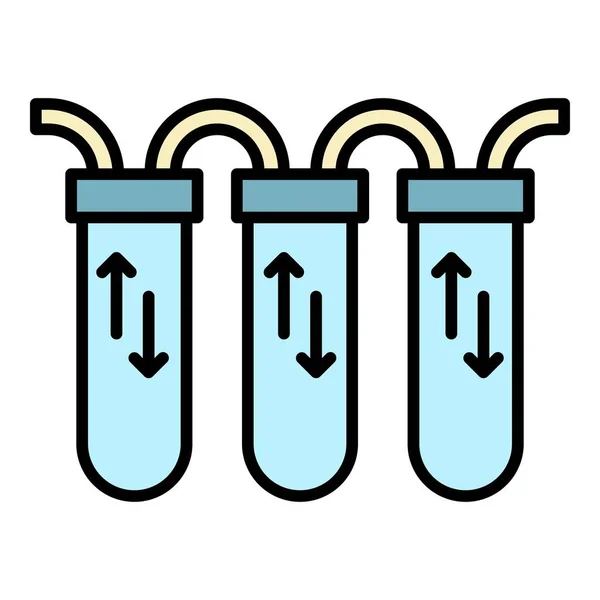 Vecteur de contour de couleur icône de filtration d'eau en trois étapes — Image vectorielle