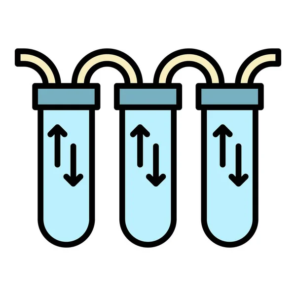 Potrójny etap filtracji wody ikona kolor zarys wektor — Wektor stockowy