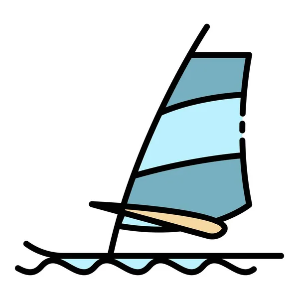 Viento surf icono color contorno vector — Vector de stock