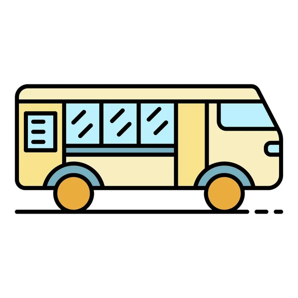 Street food van icono color contorno vector — Vector de stock