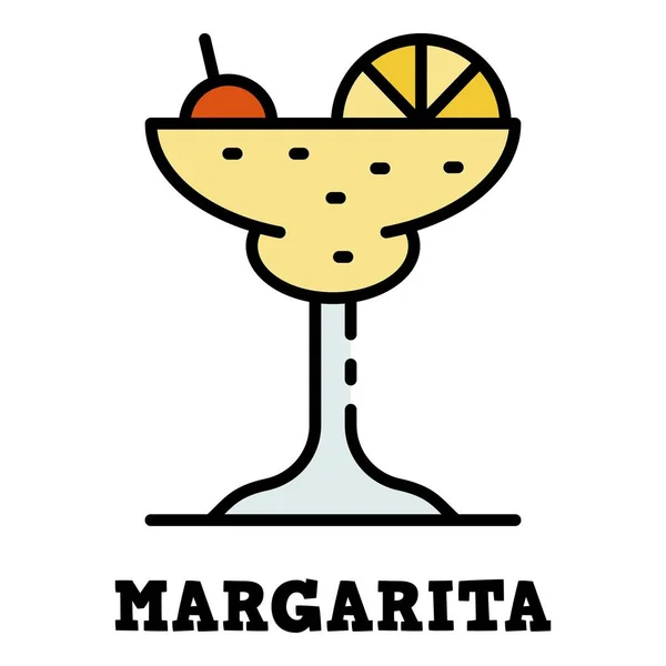 Margarita szklana ikona kolor zarys wektor — Wektor stockowy