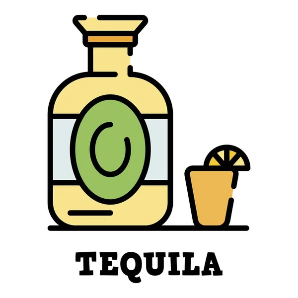 Tequila flaska ikon färg kontur vektor — Stock vektor