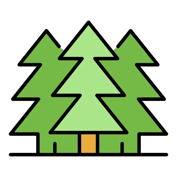 Fir träd skog ikon färg kontur vektor — Stock vektor