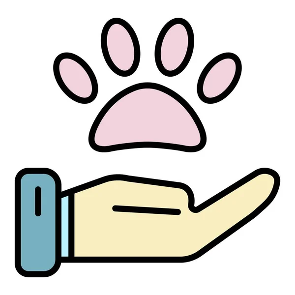Pielęgnacja dłoni zwierzę ikona kolor zarys wektor — Wektor stockowy