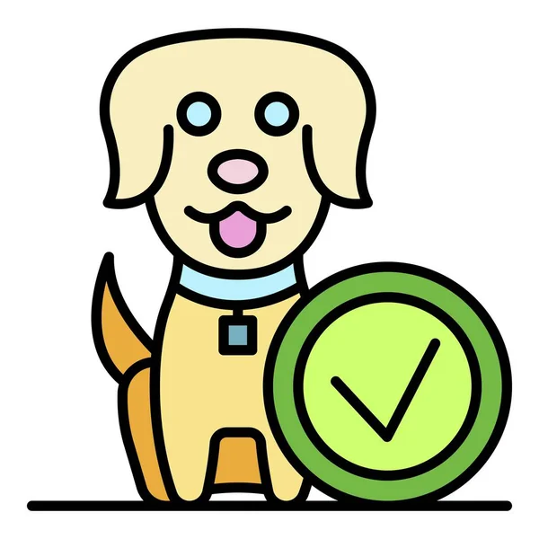 Selesai ikon anjing bahagia vektor garis luar warna - Stok Vektor