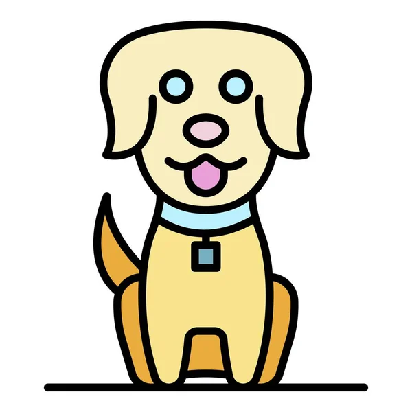 Lindo perro icono color contorno vector — Vector de stock