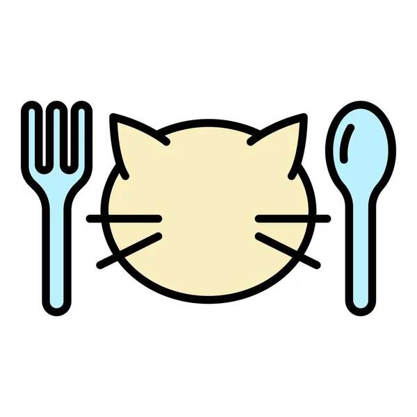 Menu karmy dla kotów ikona kolor zarys wektor — Wektor stockowy