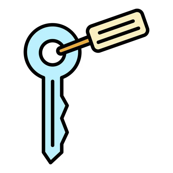 Key pet house icône couleur contour vecteur — Image vectorielle