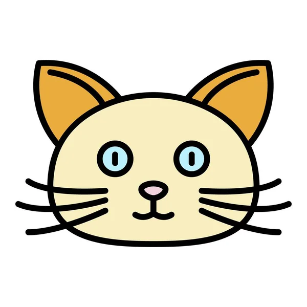 家猫脸图标颜色轮廓矢量 — 图库矢量图片