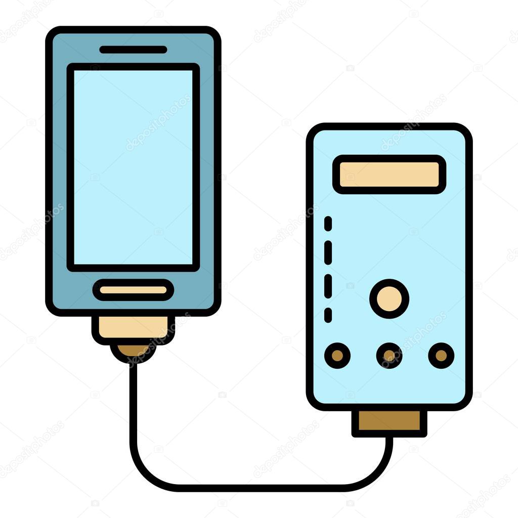 Power bank icon color outline vector