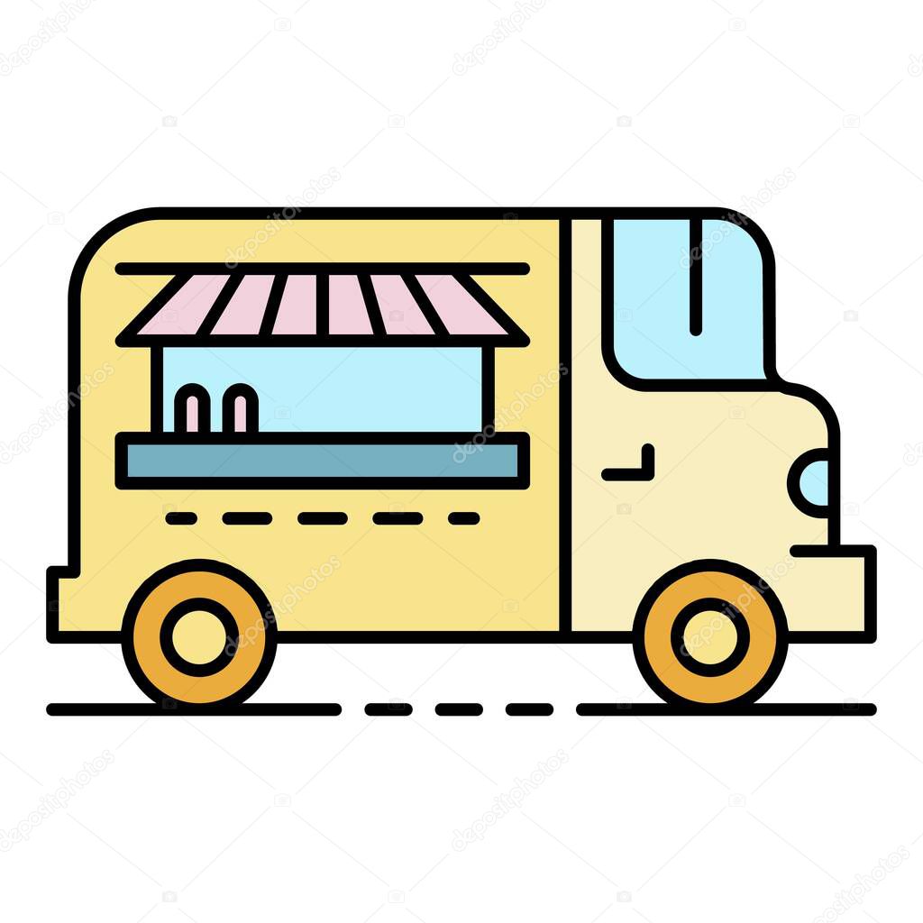 Corn city truck icon. Outline corn city truck vector icon color flat isolated