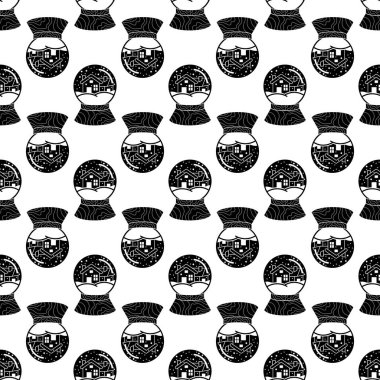 Kar küresi ev desenli kusursuz vektör