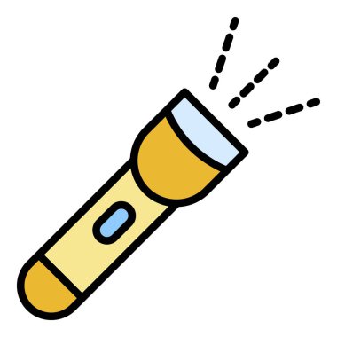 Bisiklet el feneri simgesi renk ana hatları vektörü