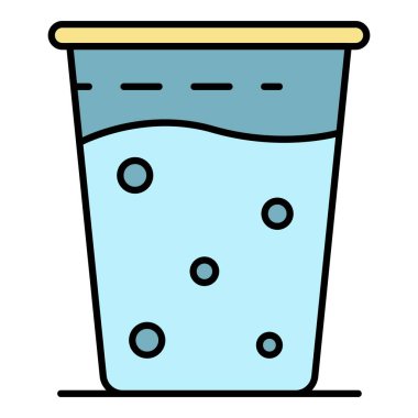 Su plastik cam simgesi renk dış hat vektörü