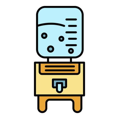 Makine su soğutucu simgesi renk ana hatları vektörü