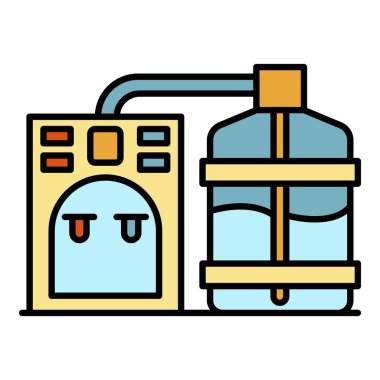 Su soğutucu bağlantı simgesi renk ana hatları vektörü