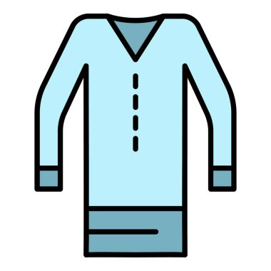 Plaj anti-güneş tişörtü simgesi renk ana hatları vektörü