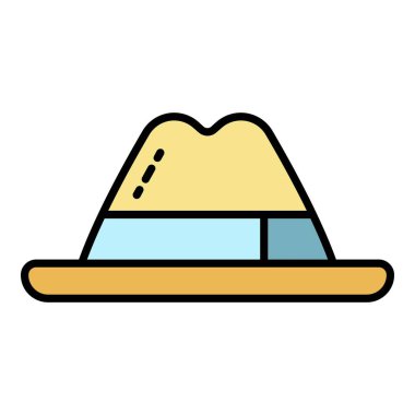 Erkek güneş şapkası simgesi renk ana hatları vektörü