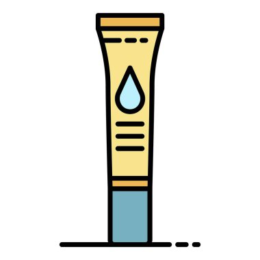 Güneş kremi simgesi renk ana hatları vektörü