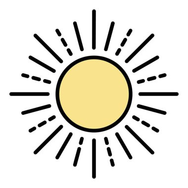Yaz güneşi simgesi renk ana hatları vektörü