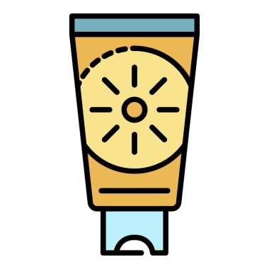 Güneş kremi simgesi rengi dış hat vektörü