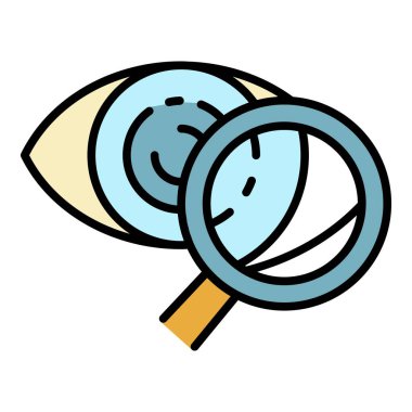 Göz büyütme cam simgesi renk ana hatları vektörü