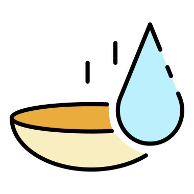 Göz damlası lens simgesi renk ana hatları vektörü