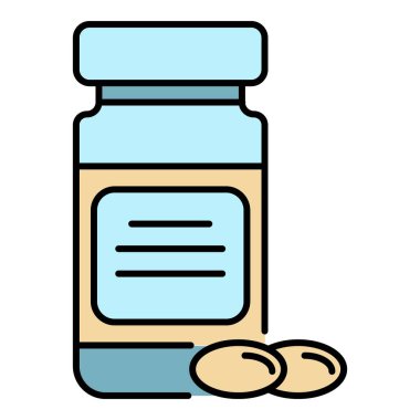 Balık yağı kapsülü simgesi renk ana hatları vektörü