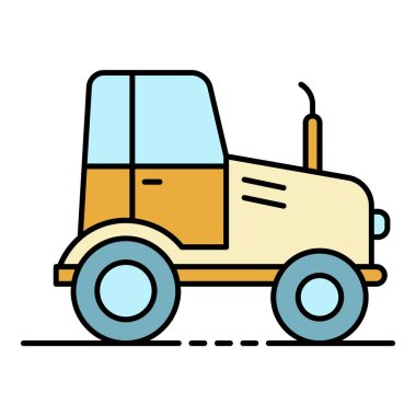 Çiftlik traktörü simgesi renk ana hatları vektörü