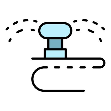Bahçe hortumu sulama simgesi renk ana hatları vektörü