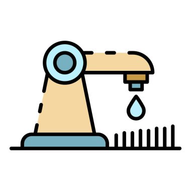 Su damlası sulama simgesi renk ana hatları vektörü