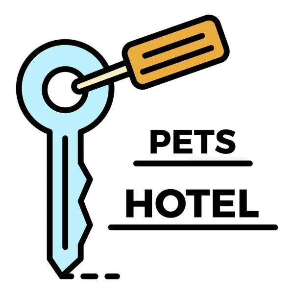 Logo della stanza chiave dell'hotel dell'animale domestico, stile del profilo — Vettoriale Stock