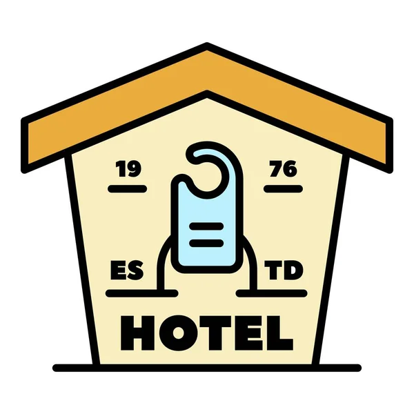 Logo zaneprázdněný hotelem, styl osnovy — Stockový vektor