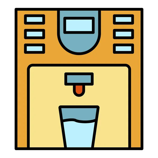 Vector de contorno de color icono de enfriador de agua plástico — Vector de stock