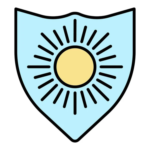 Sun protect shield icon color outline vector — Stock Vector