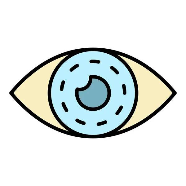 Eye with contact lens icon color outline vector — Stock Vector