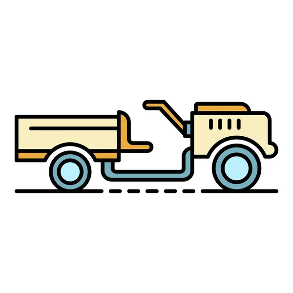 Walking tractor icon color outline vector — Stock Vector