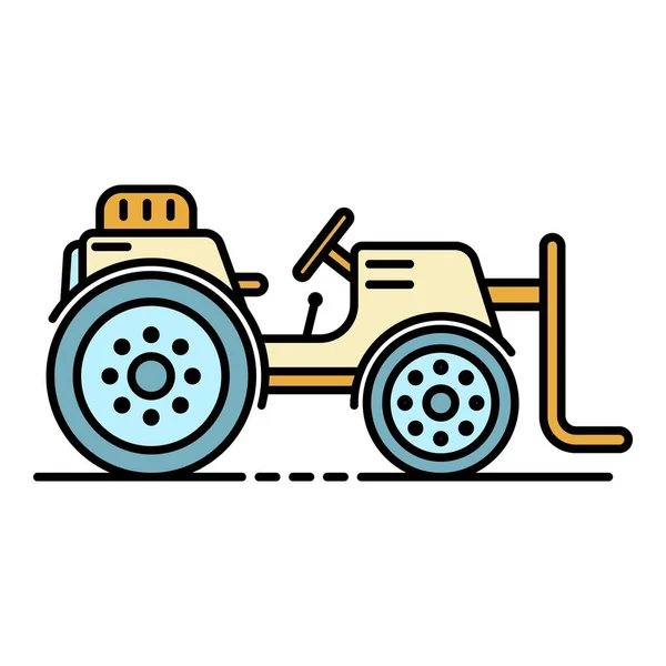 Farm lift tractor icon color outline vector — Stock Vector