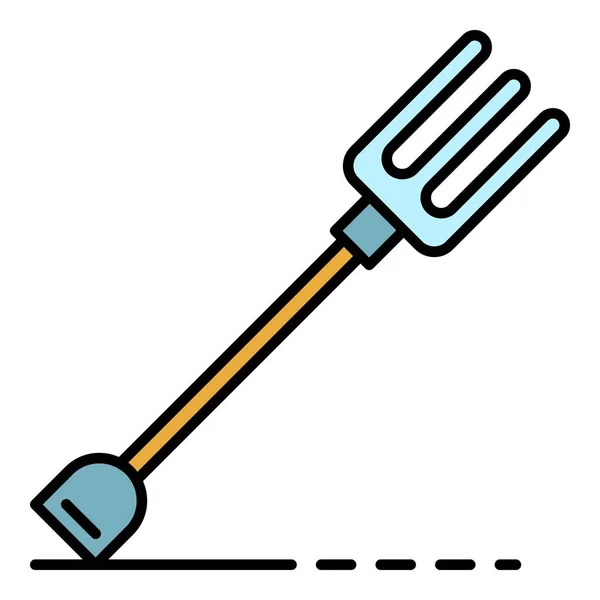 Trädgård gaffel ikon färg kontur vektor — Stock vektor