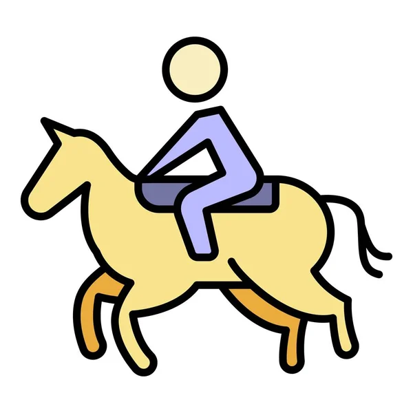 Win horseback riding icon color outline vector — Stock Vector