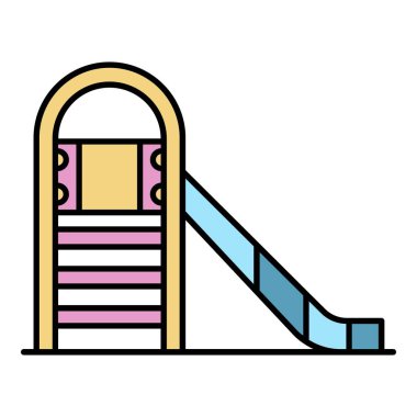 Çocuk kaydırma simgesi renk ana hatları vektörü