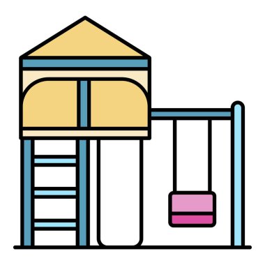 Çocuk salıncak renk ana hatları vektörü