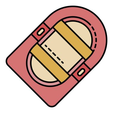 Şişirilebilir tekne simgesi renk ana hatları vektörü